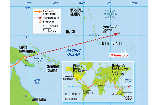 Where Did Amelia Earhart Crash Map