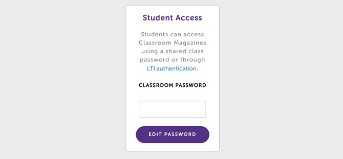 The student access dialog box