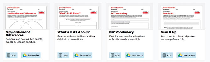 examples of the four graphic organizers for junior scholastic