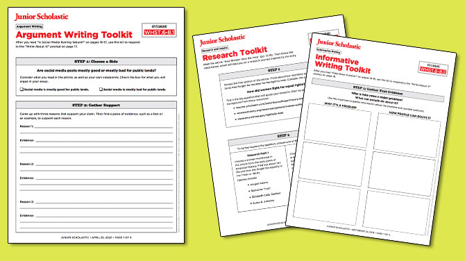 3 junior scholastic toolkit skills sheets